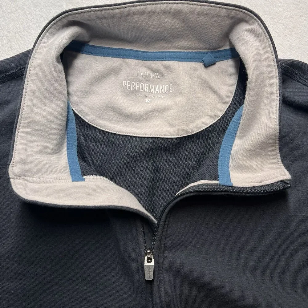 J.Crew Performance Quarter Zip Long Sleeve Stretch Size M Blue Pullover